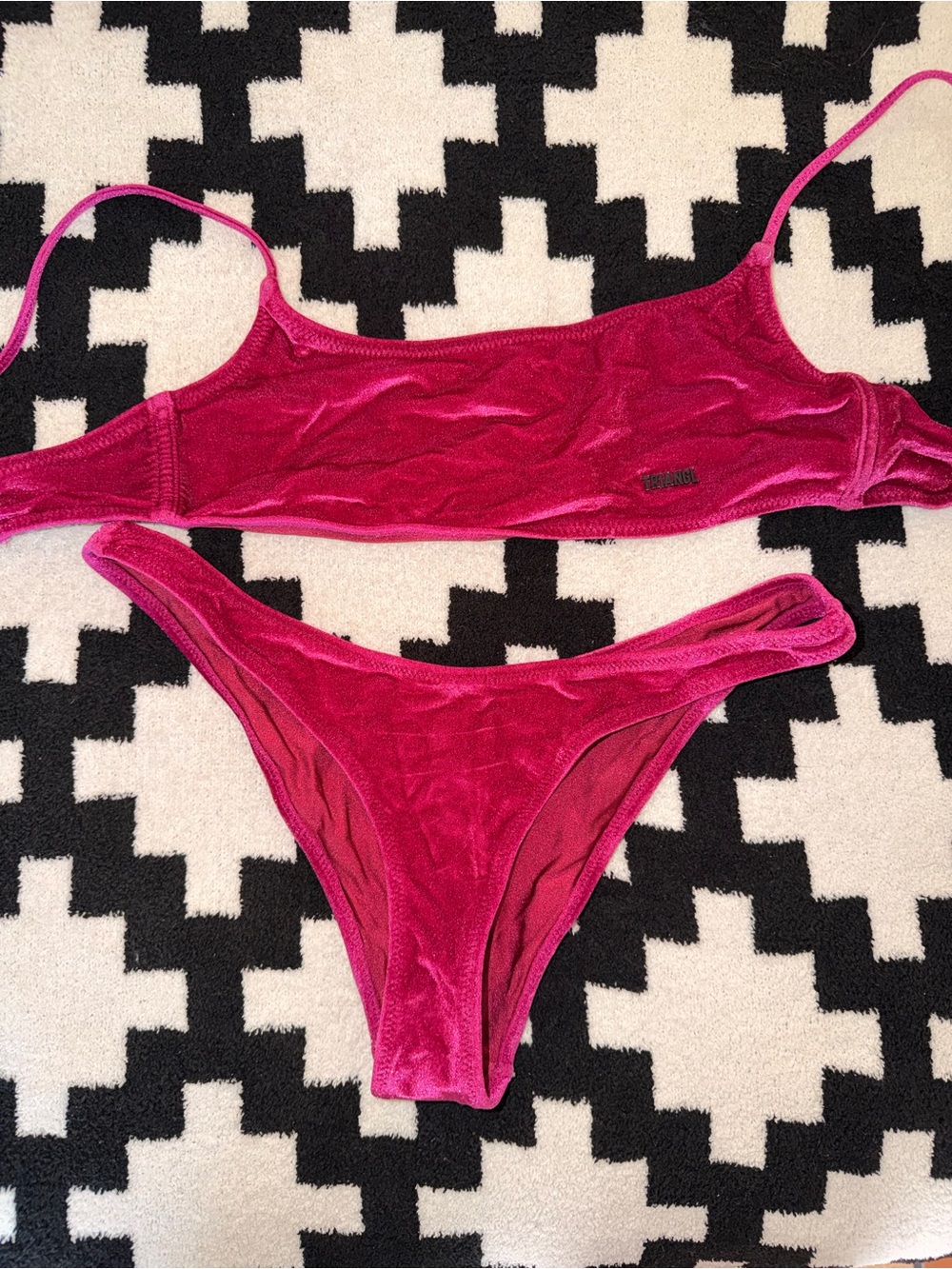 triangl swimwear Pink Velvet Bikini Set